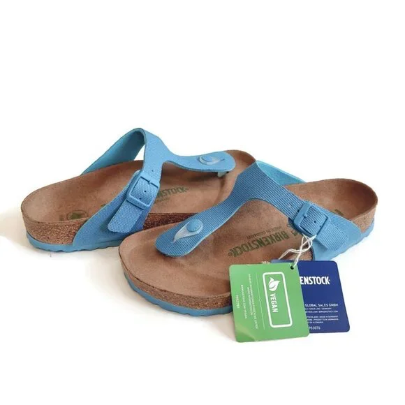 Birkenstock Womens Size 7 Gizeh Canvas Vegan Sandals EU 38 Sky Blue Regular Fit - Picture 11 of 11